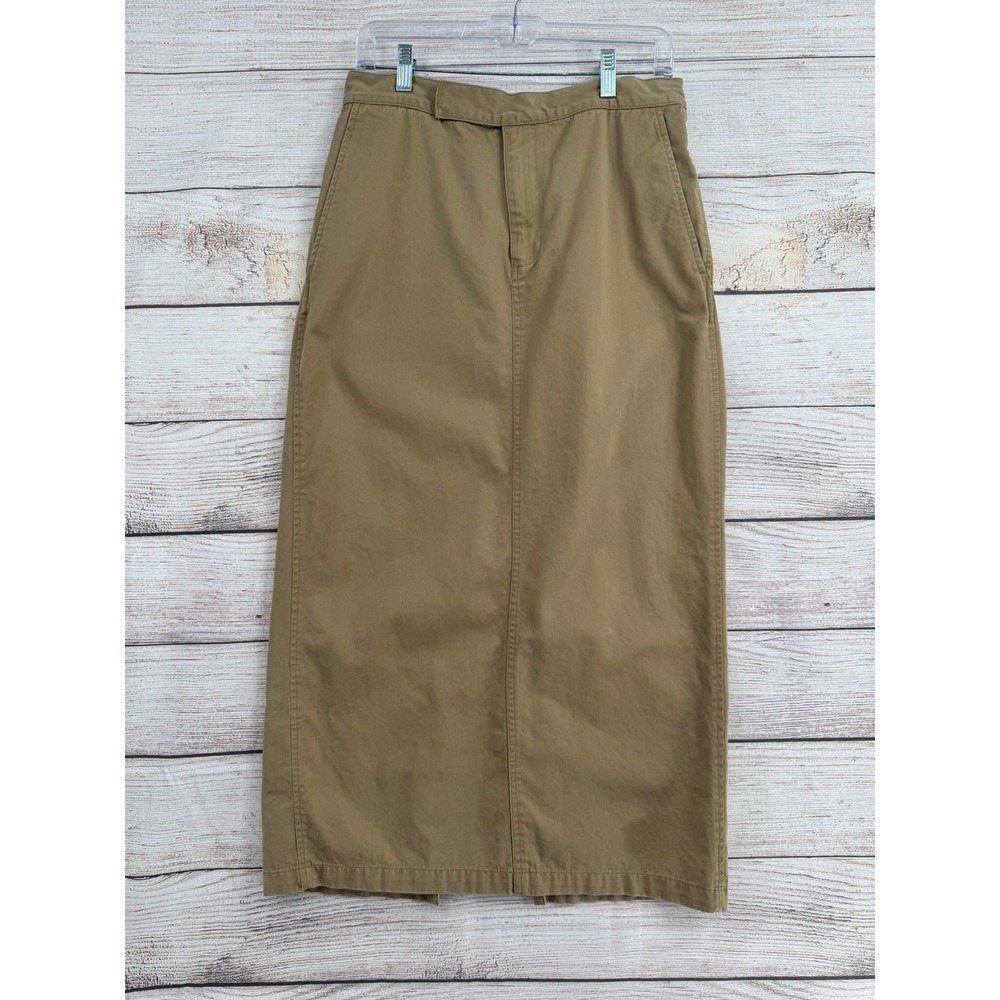 Vintage Polo Sport Maxi Skirt Womens 10 Tan Utility Cotton Cinch Waist
